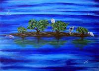 Lagoon And Ocean Life - Bahia Honda The Keys - Acrylic On Canvas Board
